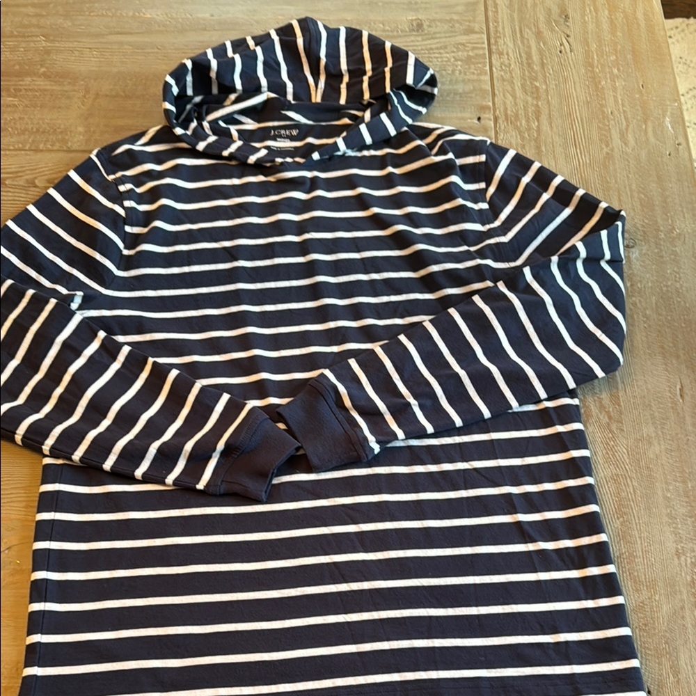 J Crew Navy and White Striped Hoodie